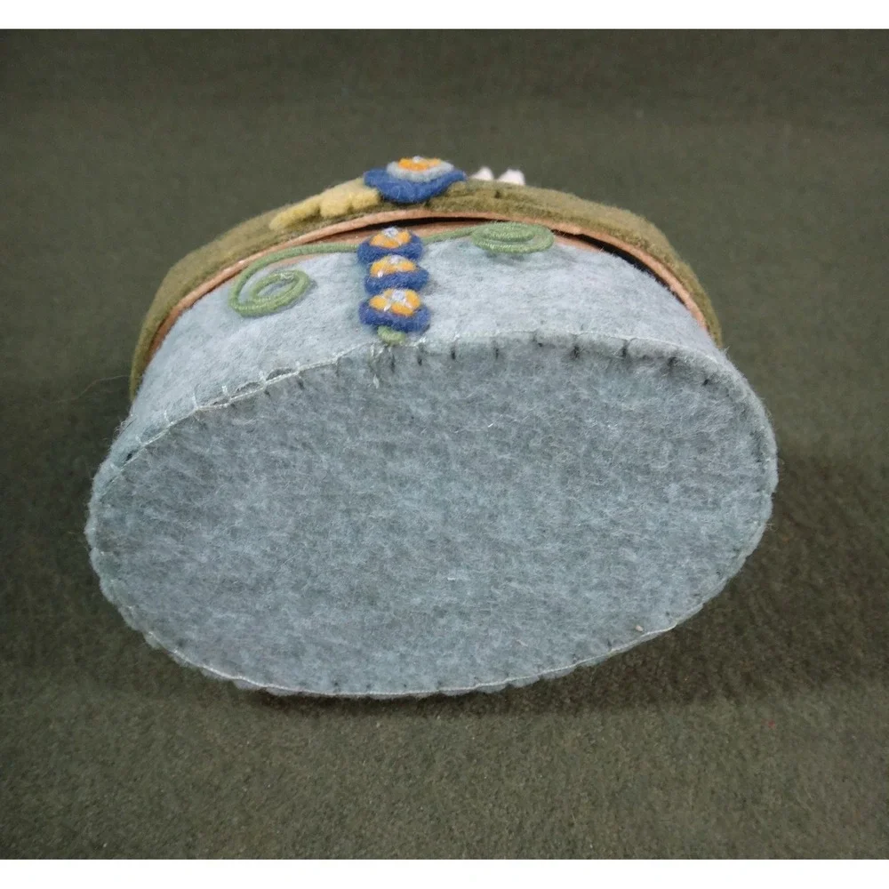 UNUSUAL felt pin cushion White Rabbit trinket box HANDCRAFTED